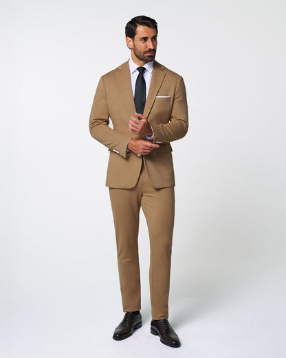 State & Liberty Athletic Fit Stretch Suit - Solid Dark Tan