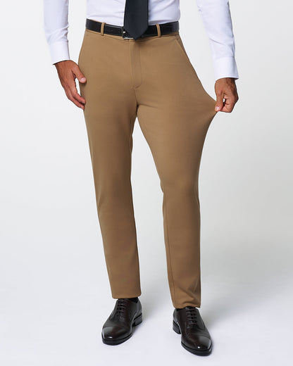 State & Liberty Athletic Fit Stretch Suit - Solid Dark Tan
