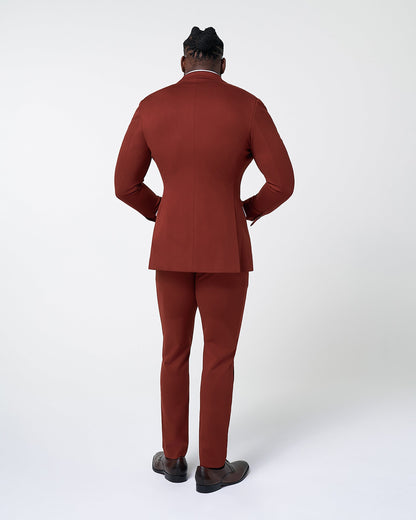 State & Liberty Athletic Fit Stretch Suit - Solid Brick