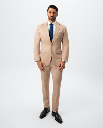 State & Liberty Athletic Fit Stretch Suit - Peach and White Pinstripe