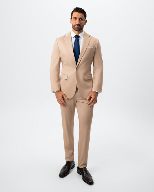 State & Liberty Athletic Fit Stretch Suit - Peach and White Pinstripe
