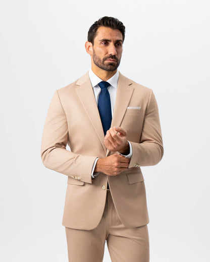 State & Liberty Athletic Fit Stretch Suit - Peach and White Pinstripe