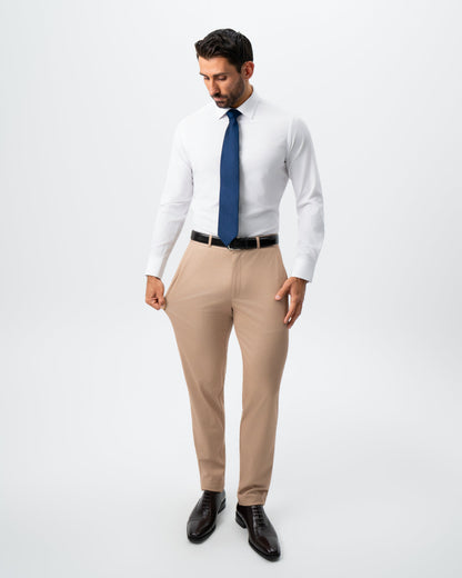 State & Liberty Athletic Fit Stretch Suit - Peach and White Pinstripe