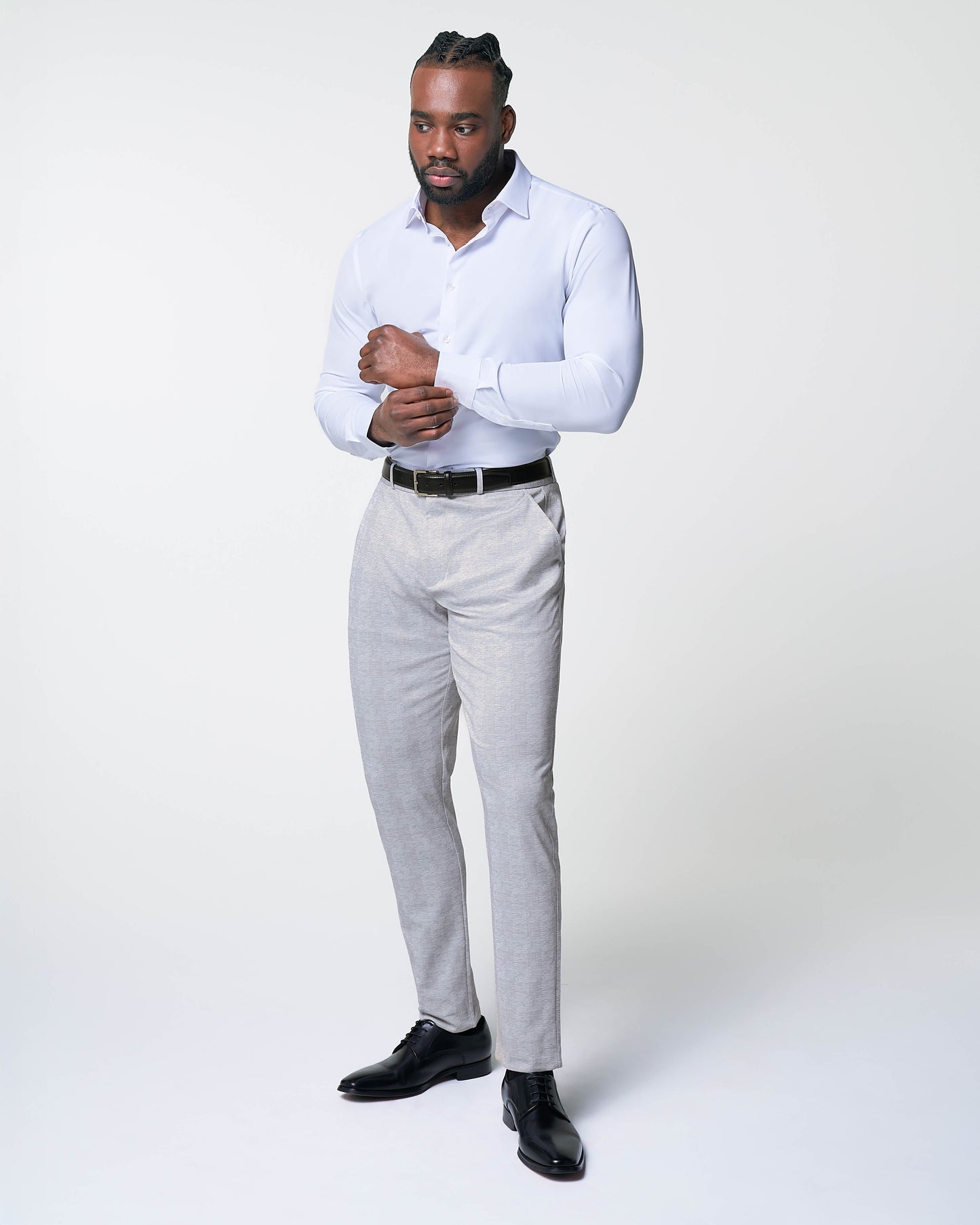 State & Liberty Athletic Fit Stretch Suit - Light Grey Plaid