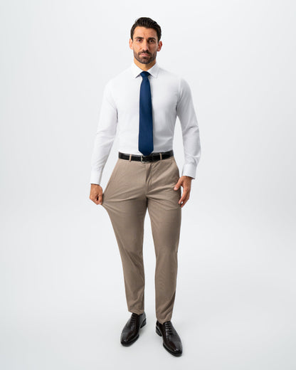 State & Liberty Athletic Fit Stretch Suit - Khaki and Olive Pinstripe