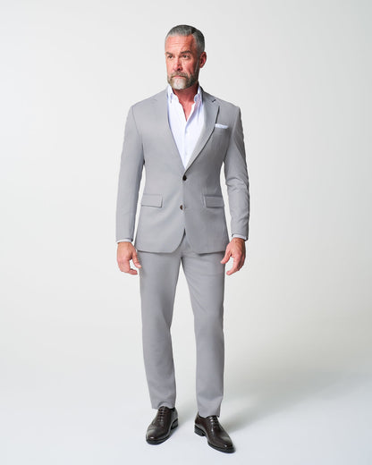 State & Liberty Athletic Fit Stretch Suit - Grey Houndstooth Microcheck