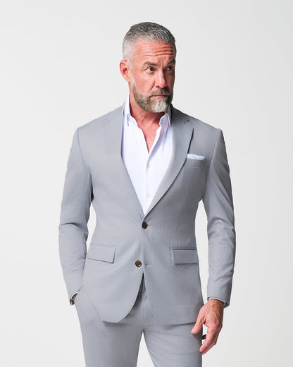 State & Liberty Athletic Fit Stretch Suit - Grey Houndstooth Microcheck