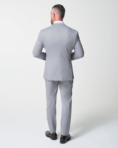 State & Liberty Athletic Fit Stretch Suit - Grey Houndstooth Microcheck