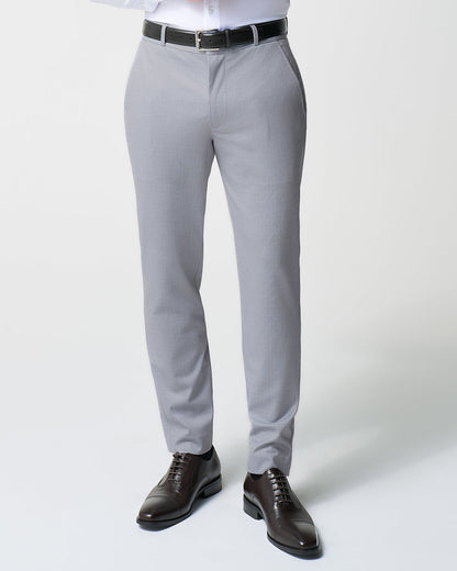 State & Liberty Athletic Fit Stretch Suit - Grey Houndstooth Microcheck