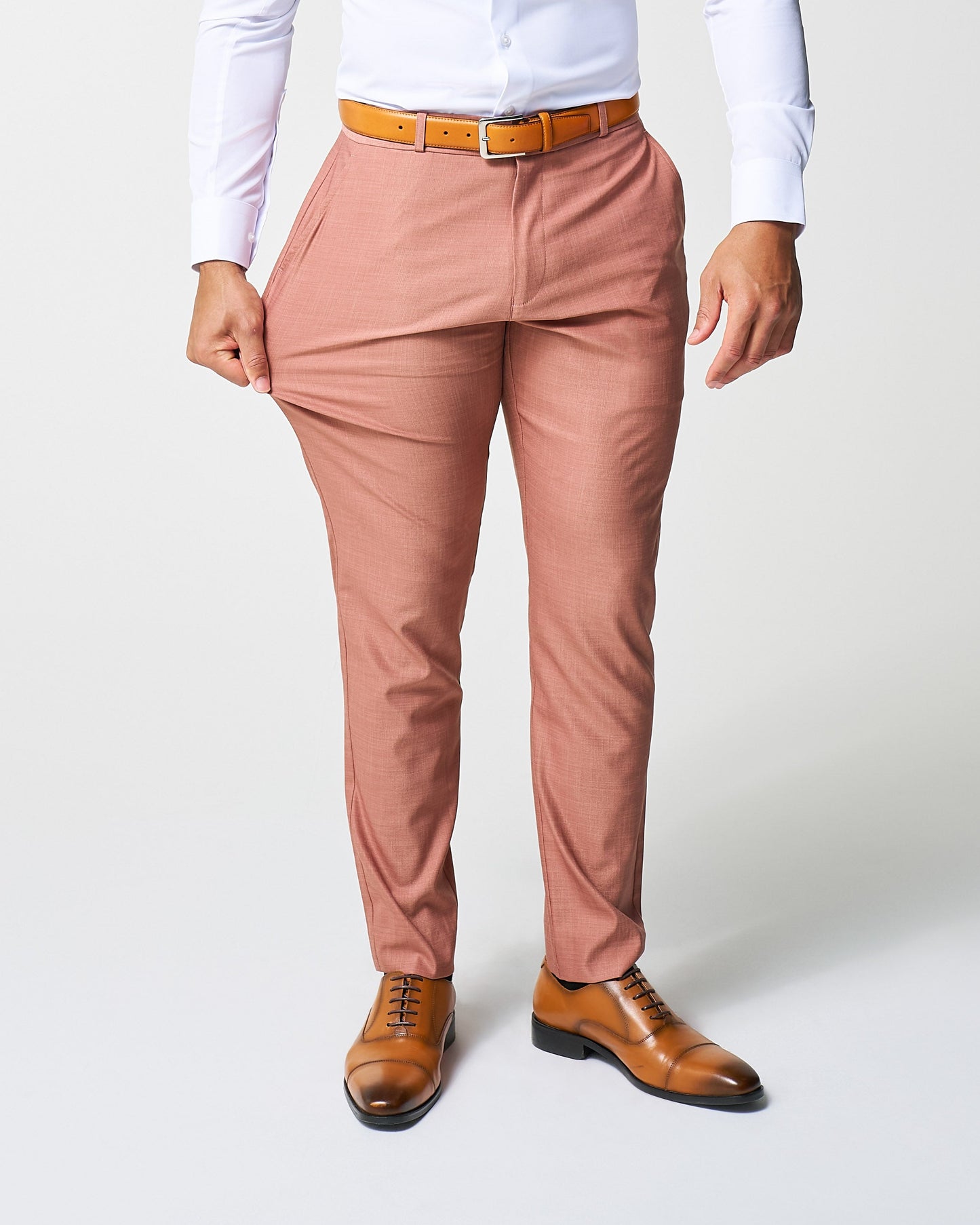 State & Liberty Athletic Fit Stretch Suit - Heathered Salmon