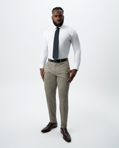 State & Liberty Athletic Fit Stretch Suit - Olive Houndstooth