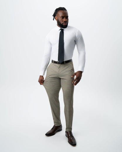 State & Liberty Athletic Fit Stretch Suit - Olive Houndstooth