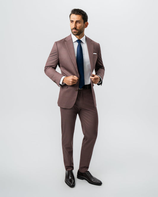 State & Liberty Athletic Fit Stretch Suit - Brick Houndstooth