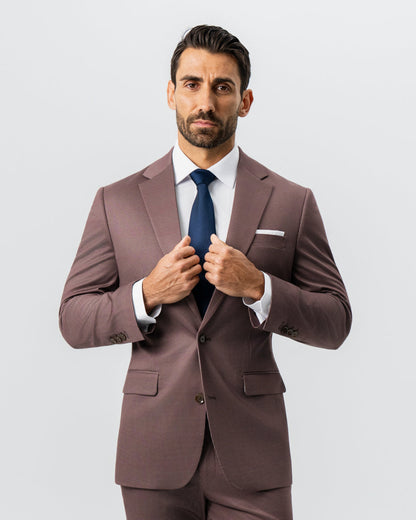 State & Liberty Athletic Fit Stretch Suit - Brick Houndstooth