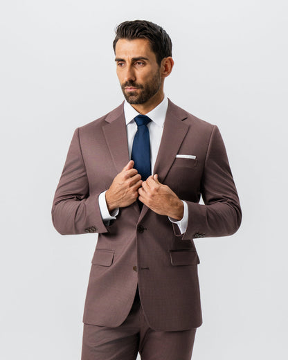State & Liberty Athletic Fit Stretch Suit - Brick Houndstooth