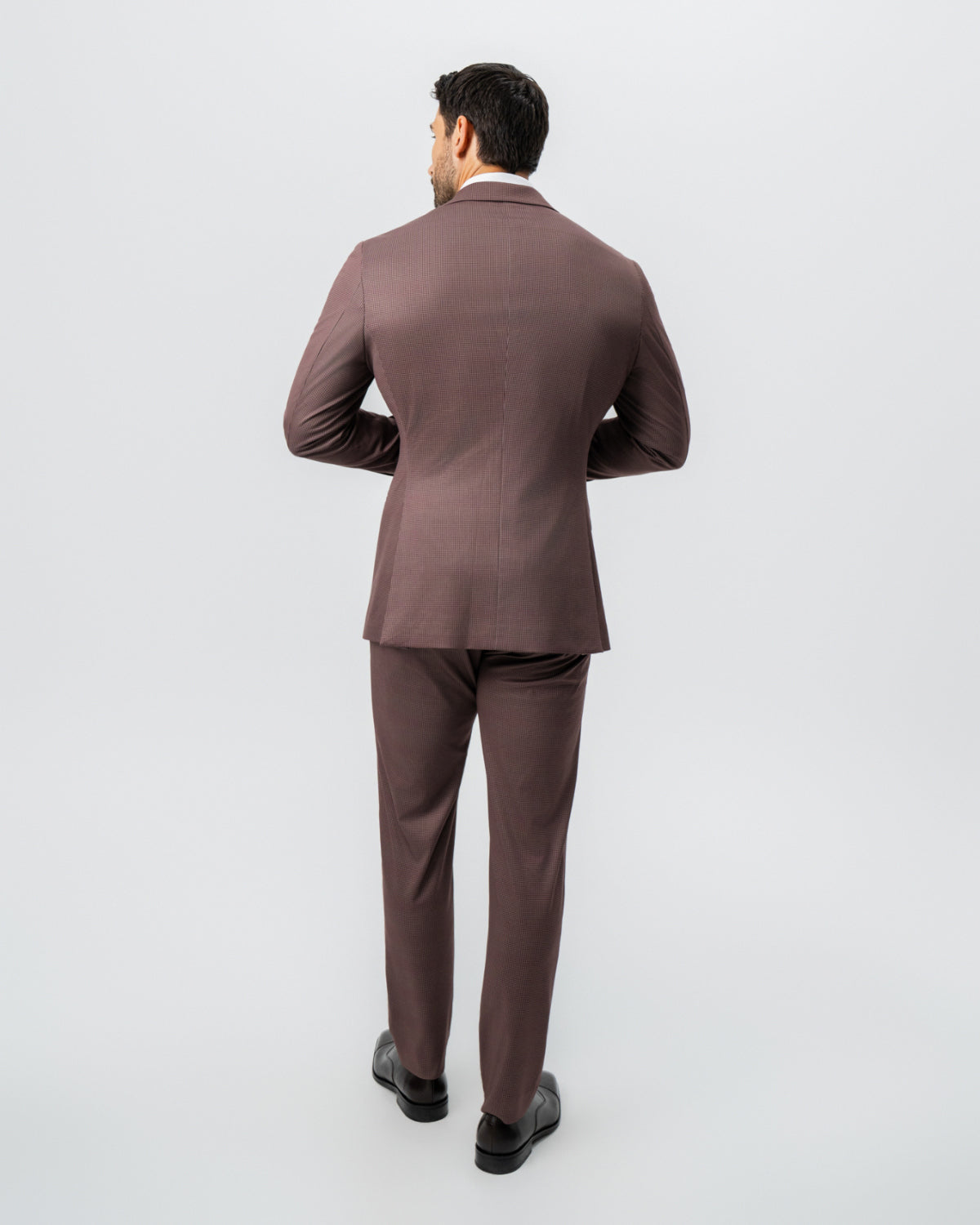 State & Liberty Athletic Fit Stretch Suit - Brick Houndstooth