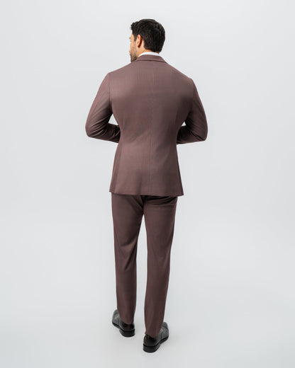 State & Liberty Athletic Fit Stretch Suit - Brick Houndstooth