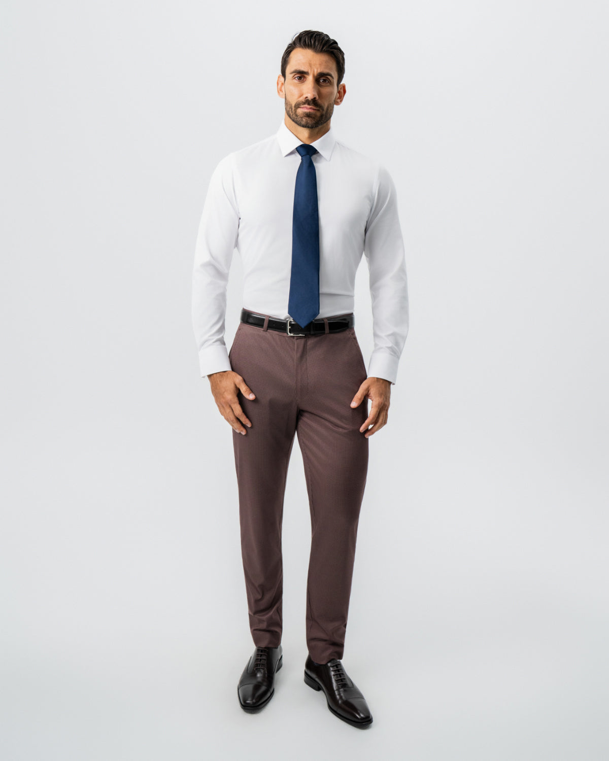 State & Liberty Athletic Fit Stretch Suit - Brick Houndstooth
