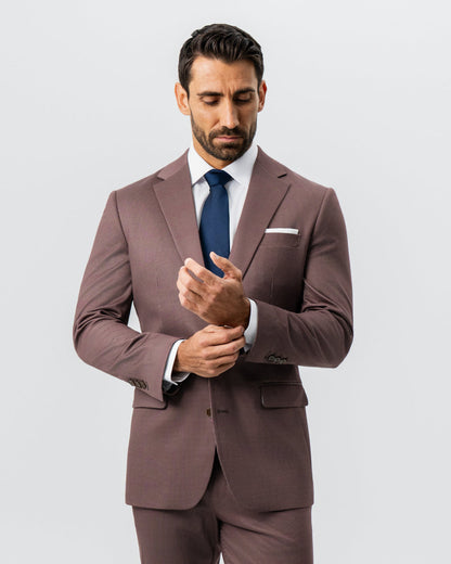 State & Liberty Athletic Fit Stretch Suit - Brick Houndstooth
