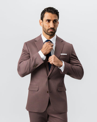 State & Liberty Athletic Fit Stretch Suit - Brick Houndstooth
