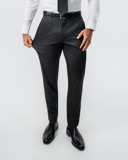 State & Liberty Athletic Fit Stretch Suit - Black and White Chalk Pinstripe