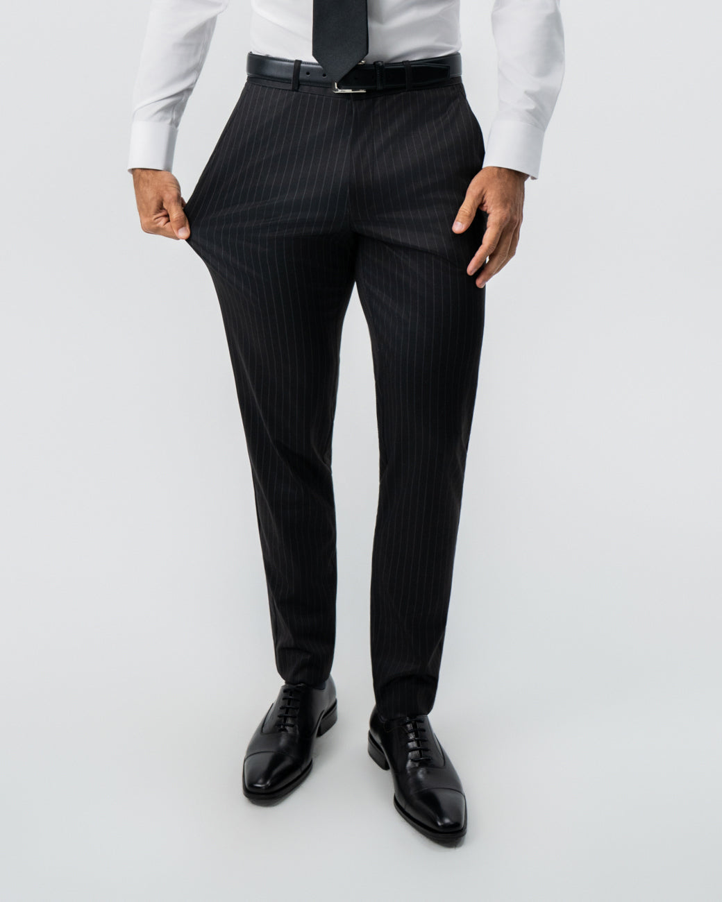 State & Liberty Athletic Fit Stretch Suit - Charcoal with Light Grey Stripe