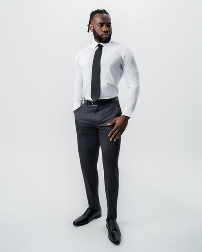 State & Liberty Athletic Fit Stretch Suit - Black and Charcoal Plaid