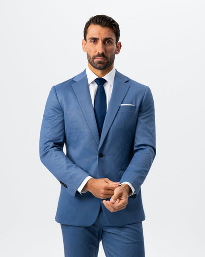 State & Liberty Athletic Fit Stretch Suit - Steel Blue Houndstooth