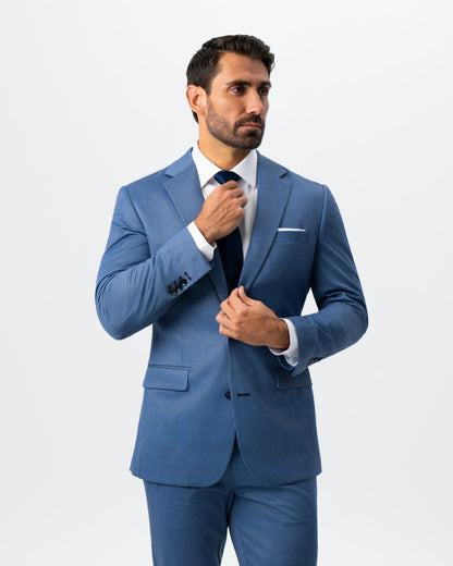 State & Liberty Athletic Fit Stretch Suit - Steel Blue Houndstooth
