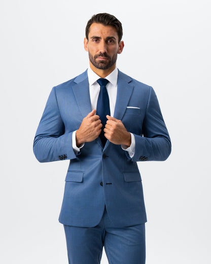 State & Liberty Athletic Fit Stretch Suit - Steel Blue Houndstooth