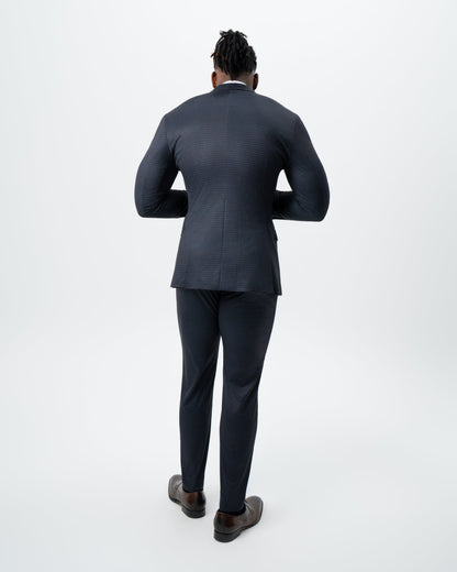 State & Liberty Athletic Fit Stretch Suit - Maroon, Navy, and Black Mini Check