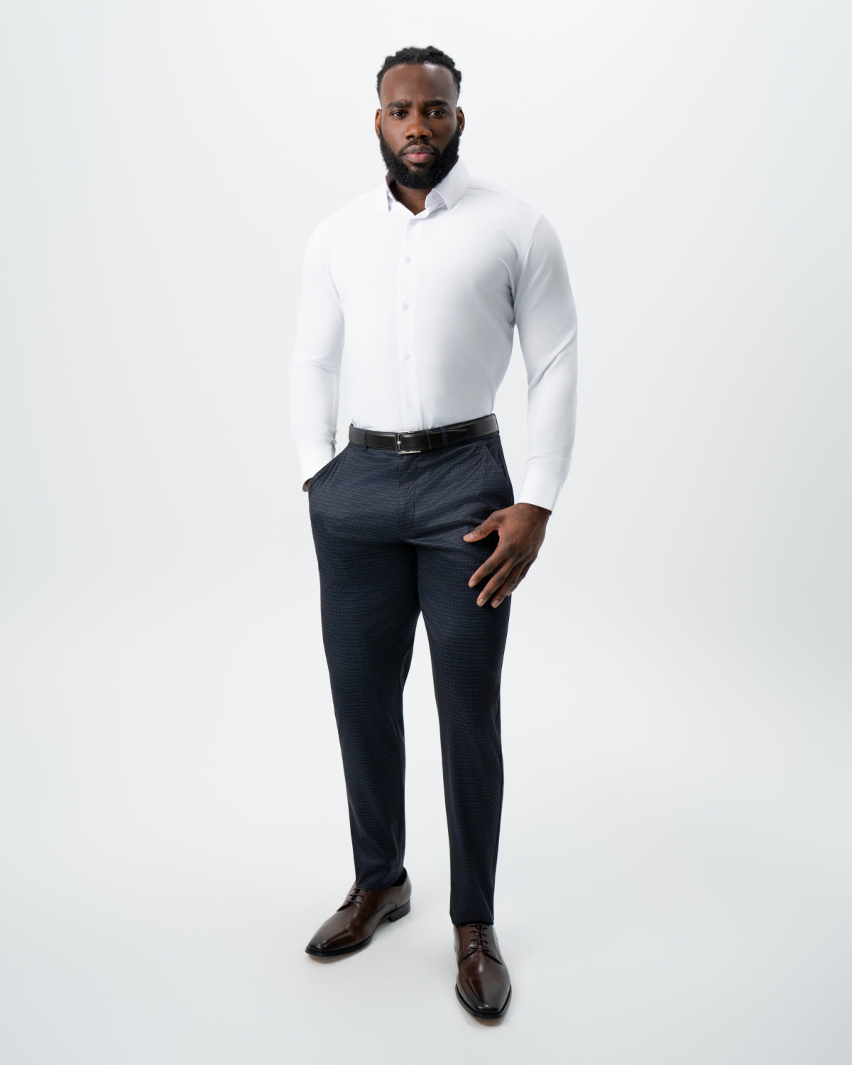 State & Liberty Athletic Fit Stretch Suit - Maroon, Navy, and Black Mini Check