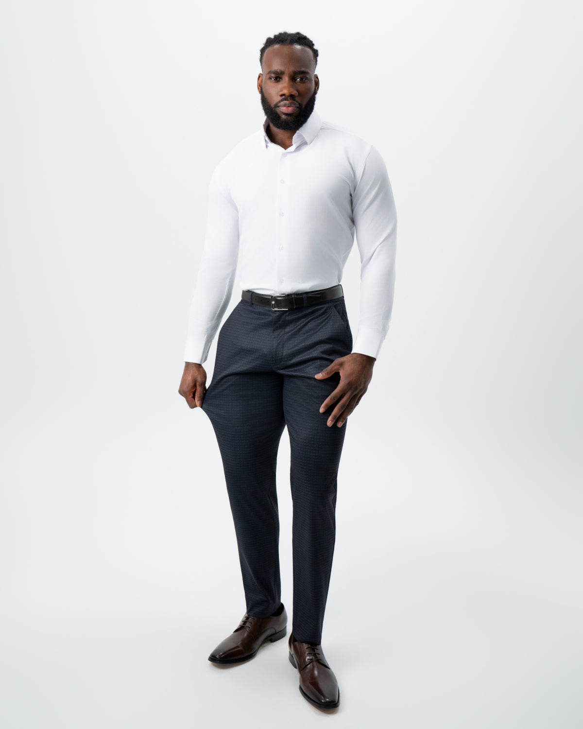 State & Liberty Athletic Fit Stretch Suit - Maroon, Navy, and Black Mini Check