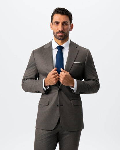 State & Liberty Athletic Fit Stretch Suit - Brown Houndstooth