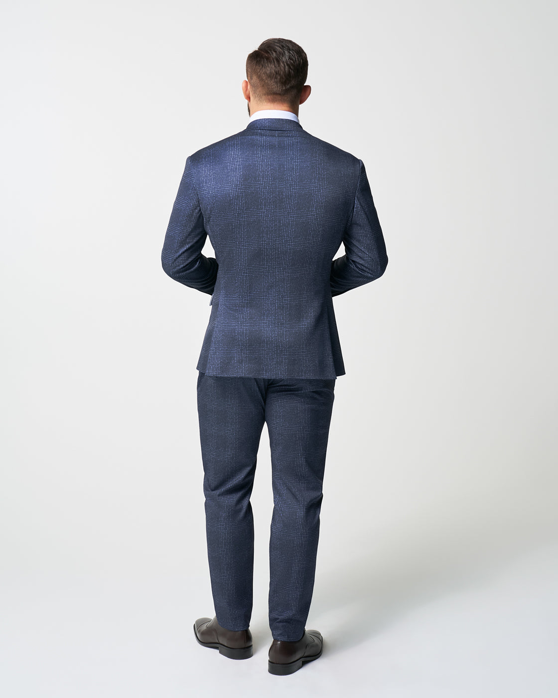 State & Liberty Athletic Fit Stretch Suit - Independence Blue Big Plaid