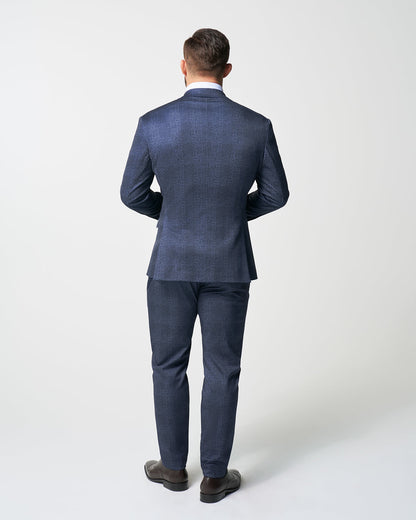 State & Liberty Athletic Fit Stretch Suit - Independence Blue Big Plaid