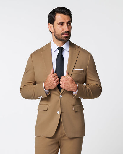 State & Liberty Athletic Fit Stretch Blazer - Solid Dark Tan