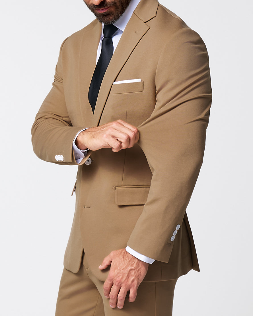 State & Liberty Athletic Fit Stretch Blazer - Solid Dark Tan