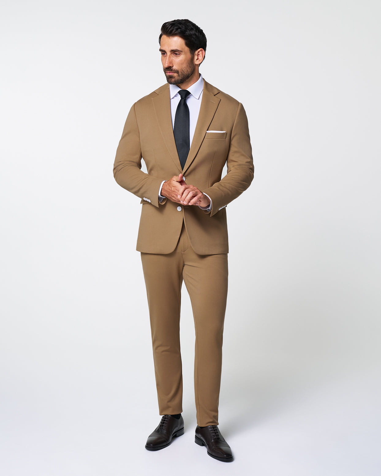State & Liberty Athletic Fit Stretch Blazer - Solid Dark Tan