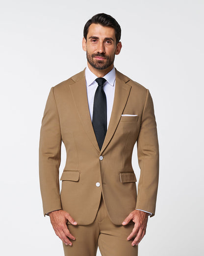 State & Liberty Athletic Fit Stretch Blazer - Solid Dark Tan
