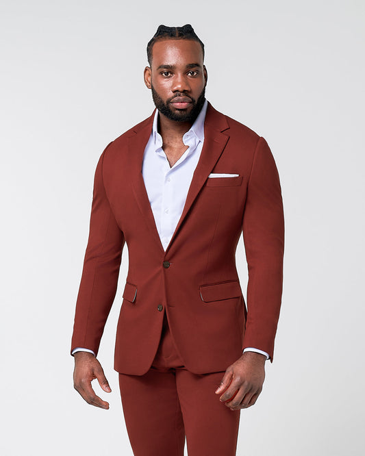 State & Liberty Athletic Fit Stretch Blazer - Solid Brick