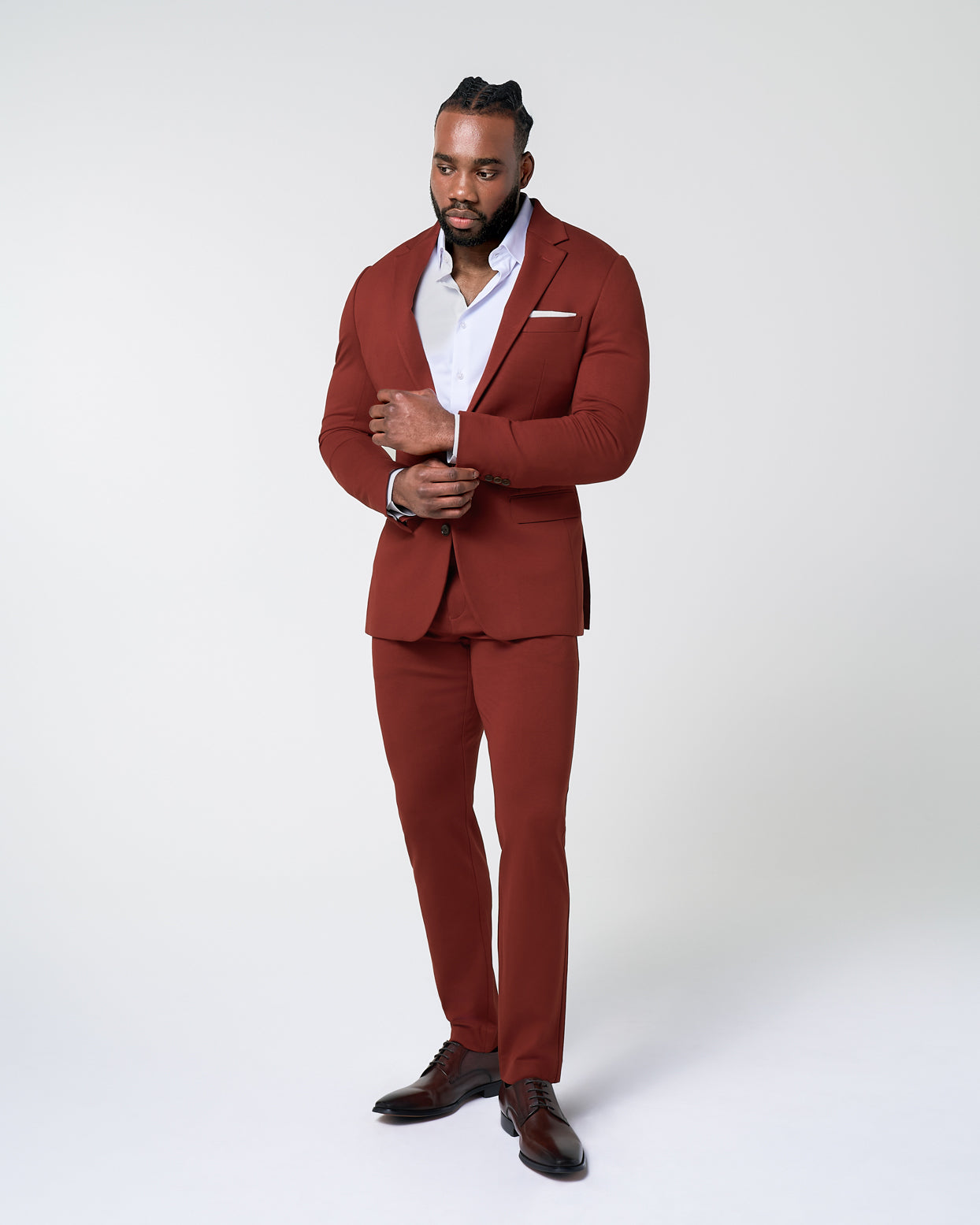 State & Liberty Athletic Fit Stretch Blazer - Solid Brick