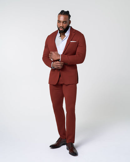 State & Liberty Athletic Fit Stretch Blazer - Solid Brick