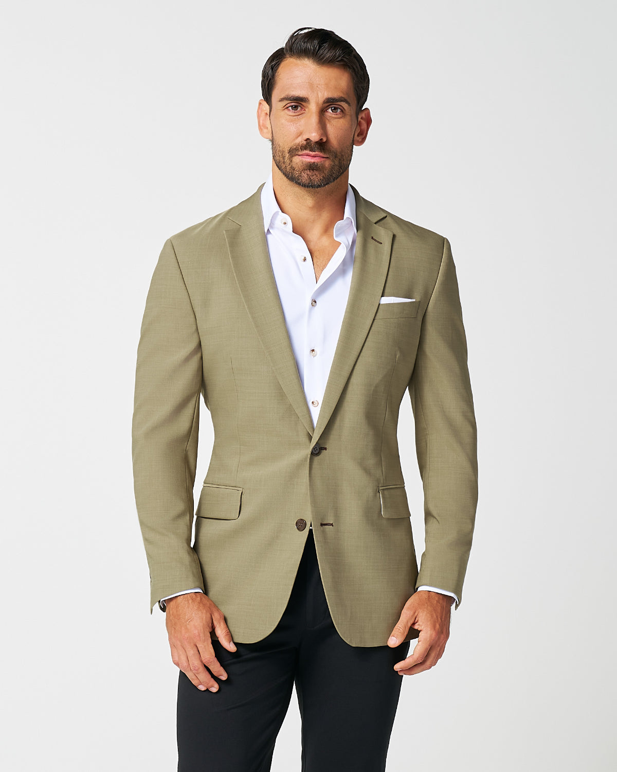 State & Liberty Athletic Fit Stretch Blazer - Heathered Olive