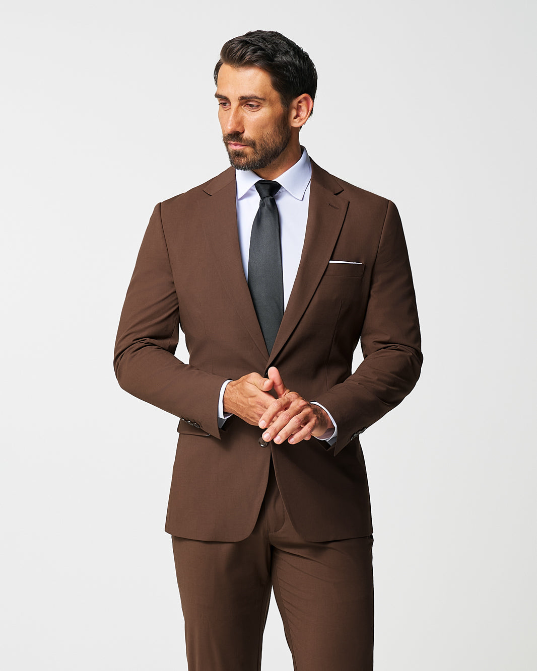 State & Liberty Athletic Fit Stretch Blazer - Lightweight Heathered Chocolate