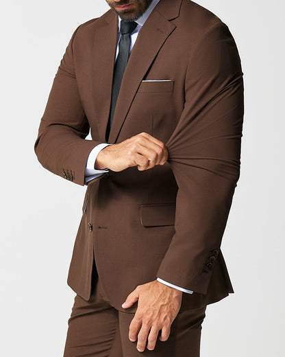 State & Liberty Athletic Fit Stretch Blazer - Lightweight Heathered Chocolate