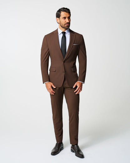 State & Liberty Athletic Fit Stretch Blazer - Lightweight Heathered Chocolate