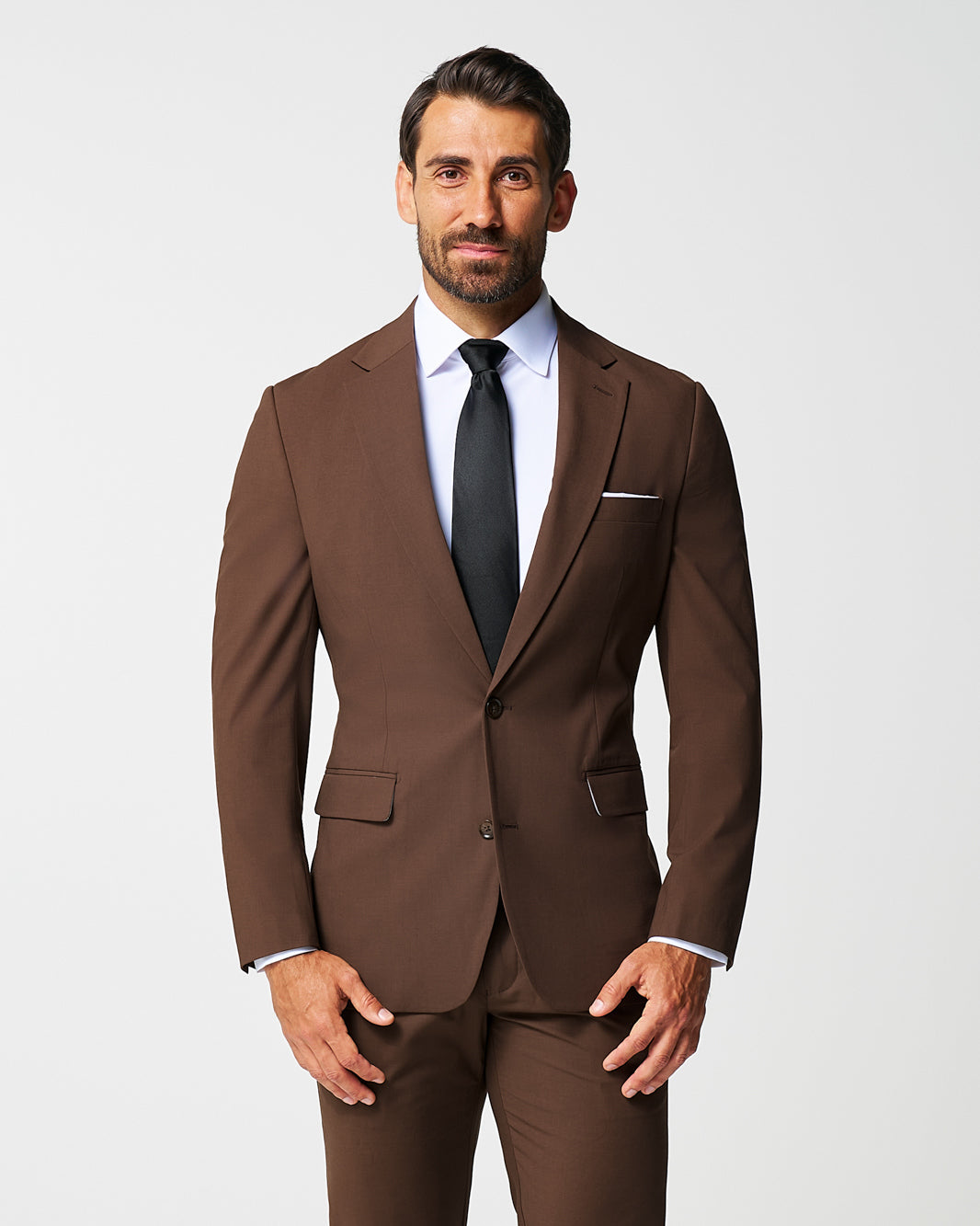 State & Liberty Athletic Fit Stretch Blazer - Lightweight Heathered Chocolate