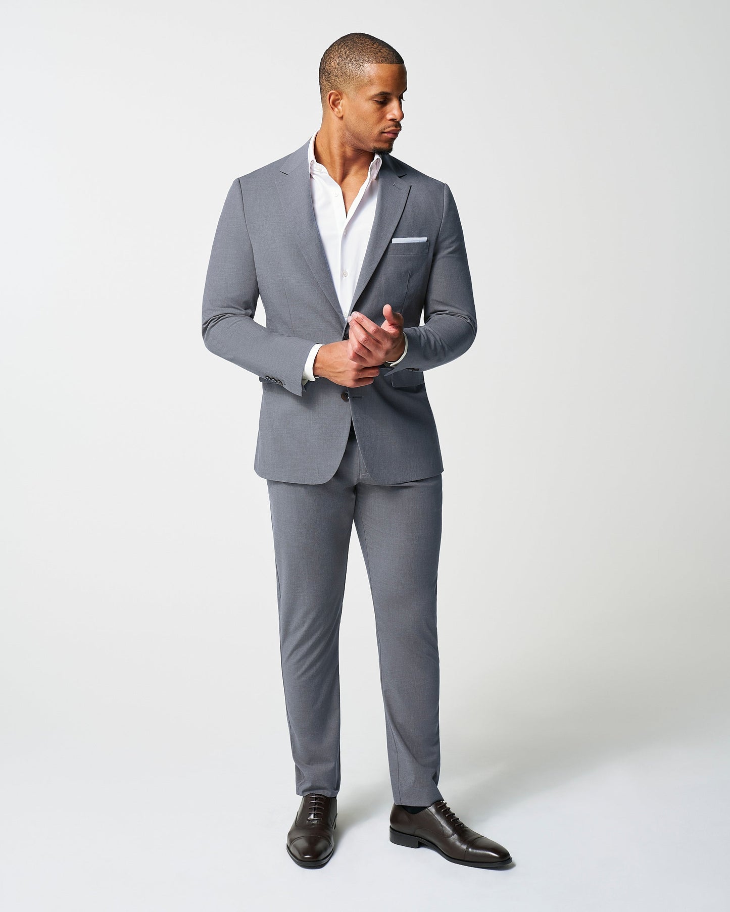 State & Liberty Athletic Fit Stretch Blazer - Lightweight Heathered Smoked Grey