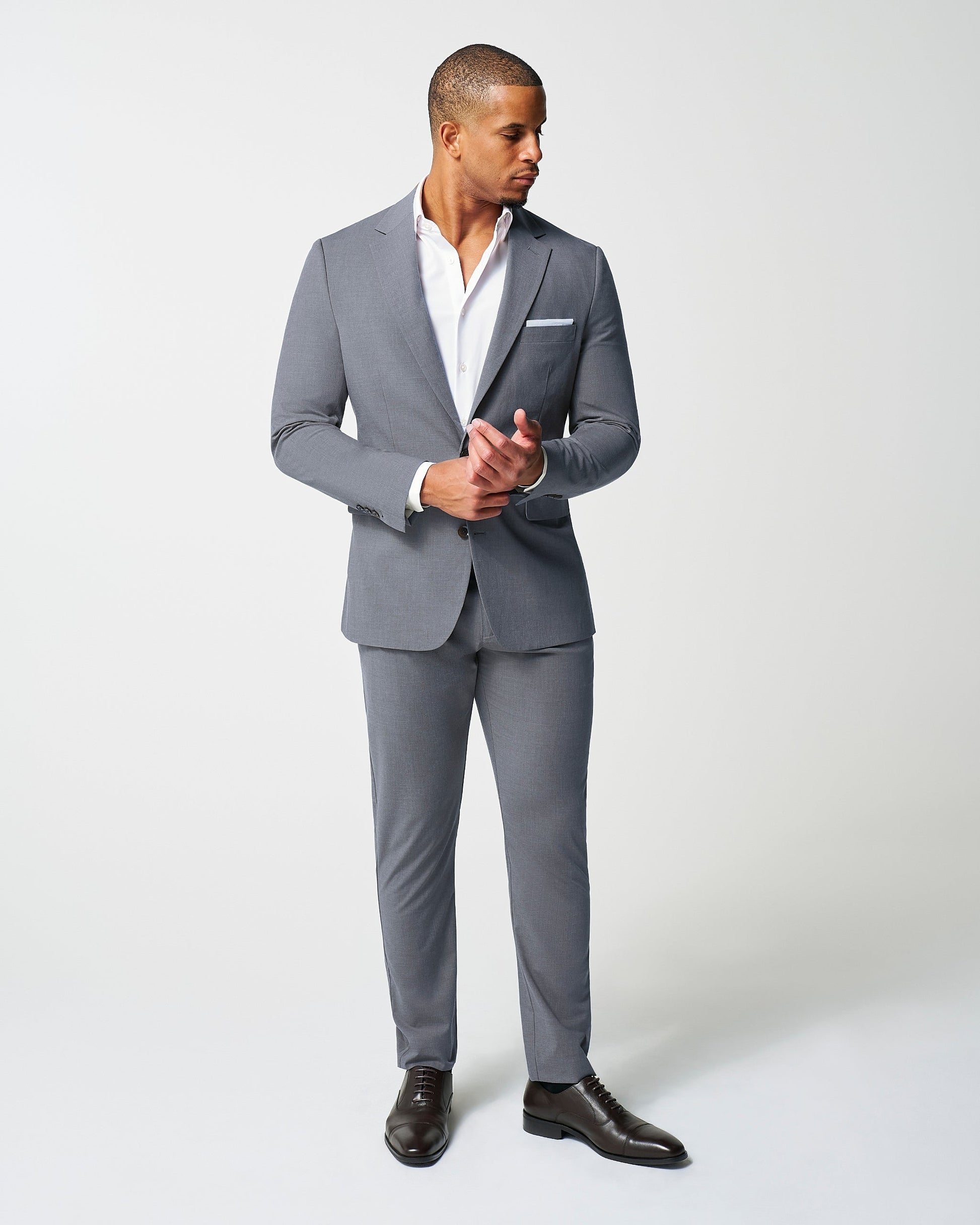 State & Liberty Athletic Fit Stretch Blazer - Lightweight Heathered Smoked Grey